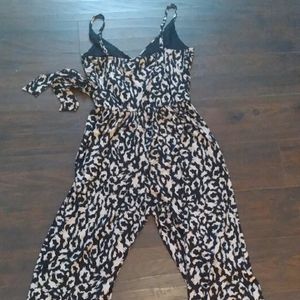 Kaleigh one piece jumpsuit wideleg,sexy spaghetti stap belted waist sz S/M